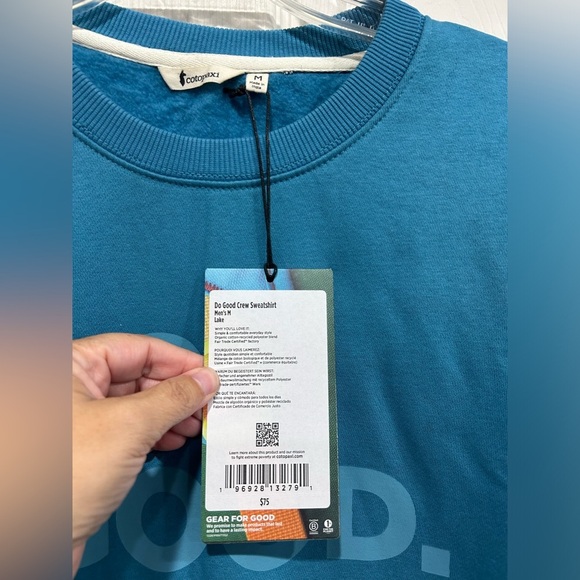 Cotopaxi Men's Medium Do Good Crew Sweatshirt Lake Blue NWT Organic Cotton - Picture 7 of 7